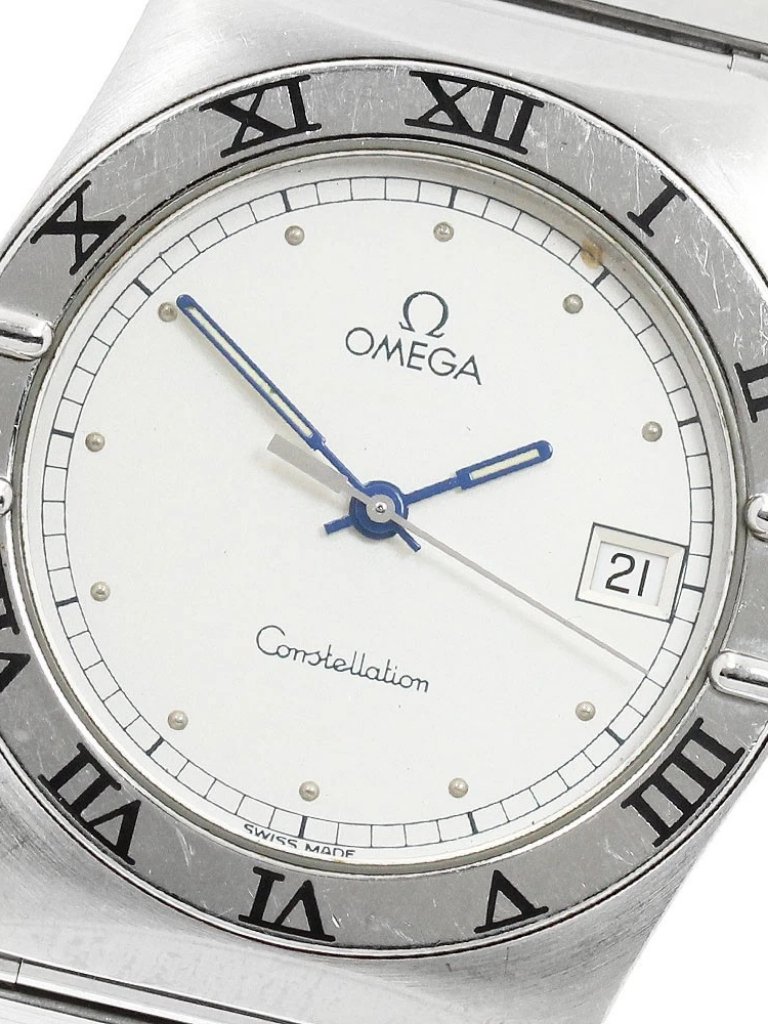 Omega Constellation Date Flat Bezel Silver Dial Quartz Mens Watch